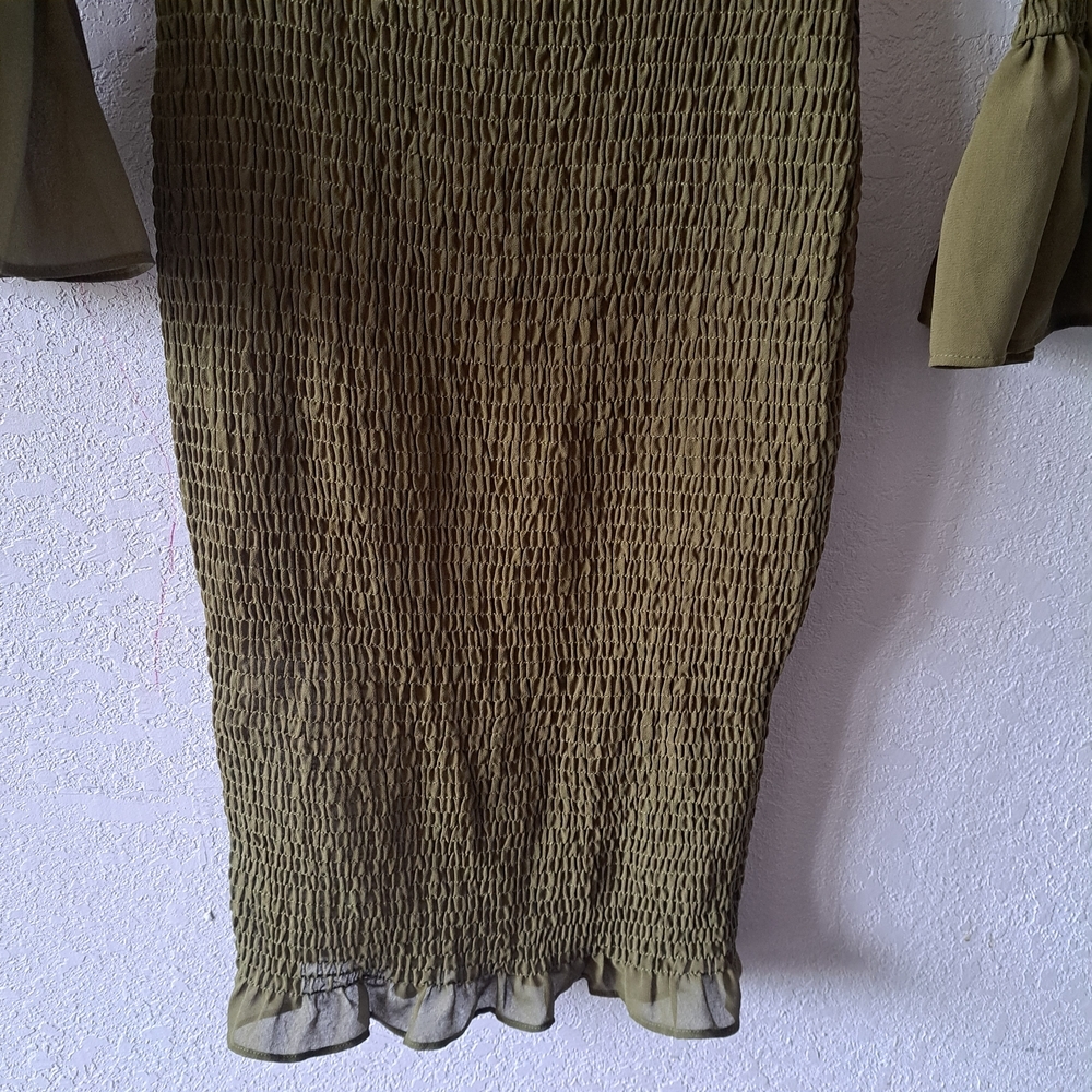 Olive Green Off-Shoulder Dress Fashion Nova - Picture 4 of 6